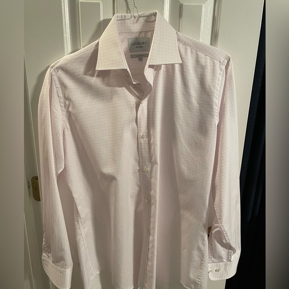 Men’s 15.5 Ledbury white and thin pink check - Picture 2 of 3